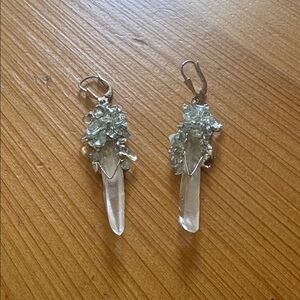 Silver earrings with Aqua / Crystal
